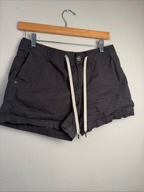 Vuori Womens Ripstop Black/Gray Drawstring Athletic Shorts  Drawcord Size Medium